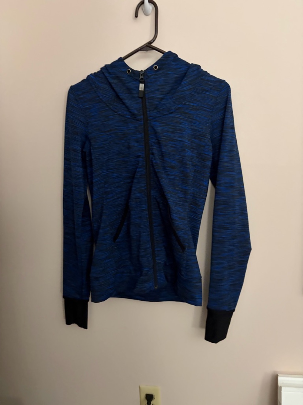 Amazon Blue & Black Space-Dyed Hooded Zip Jacket